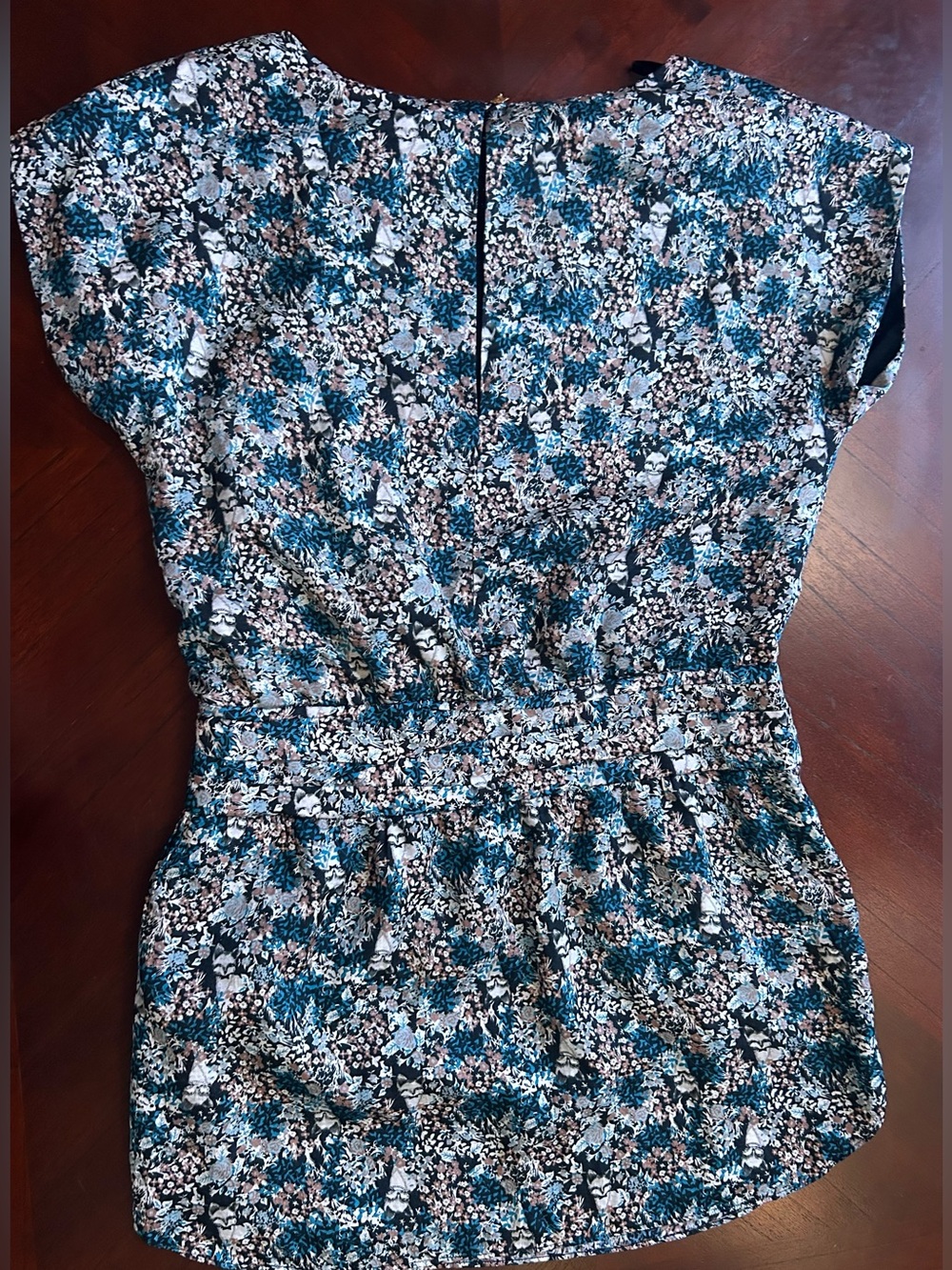 BCBGeneration Floral Cap-Sleeve Mini Dress in Teal & Tan size 10 - Picture 8 of 9